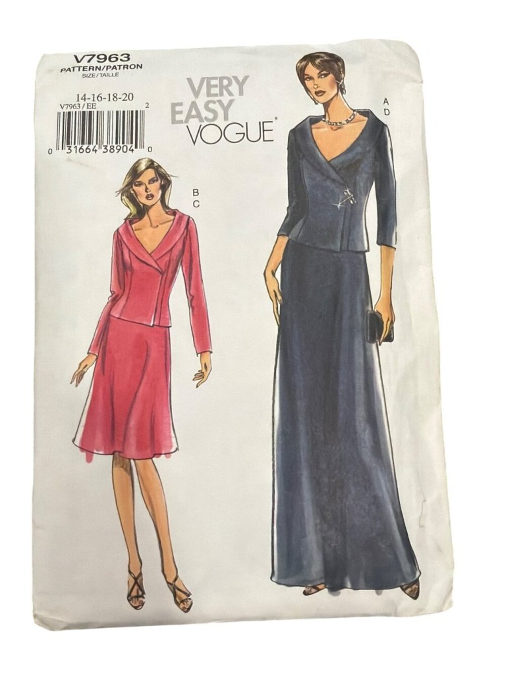 Vogue V7963 Sewing Pattern Misses Petite Top & Skirt Sizes 14-16-18-20